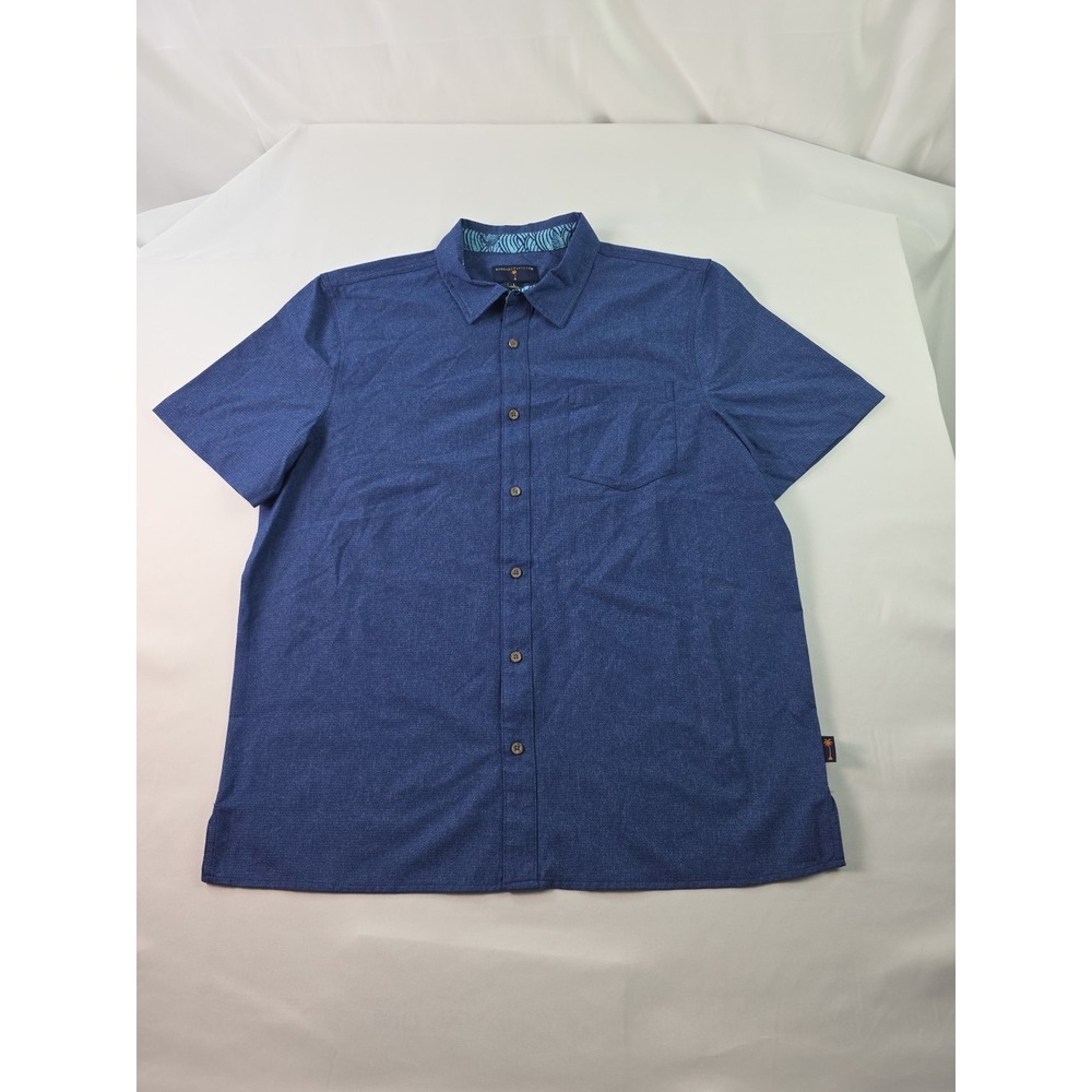 Margaritaville UPF 30+ Short Sleeve Twilight Blue Pocket Button Up Mens Large